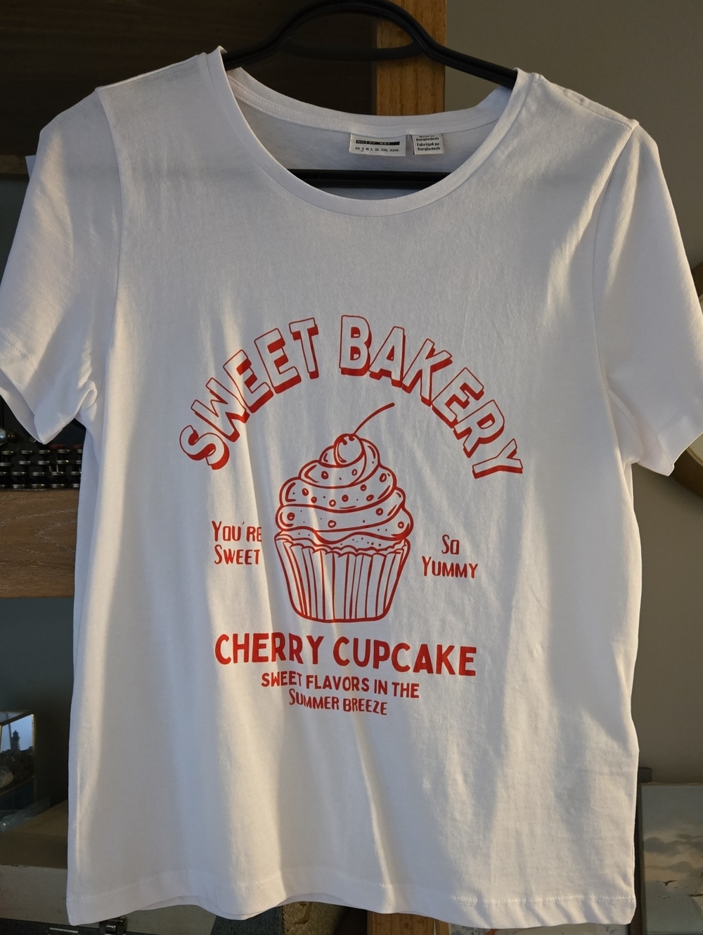 Noisy May Cherry Cupcake Graphic Tee - White with Red Print